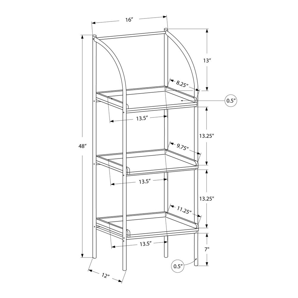 Bookshelf, Bookcase, Etagere, Corner, 3 Tier, 48H, Office, Bedroom - Monarch