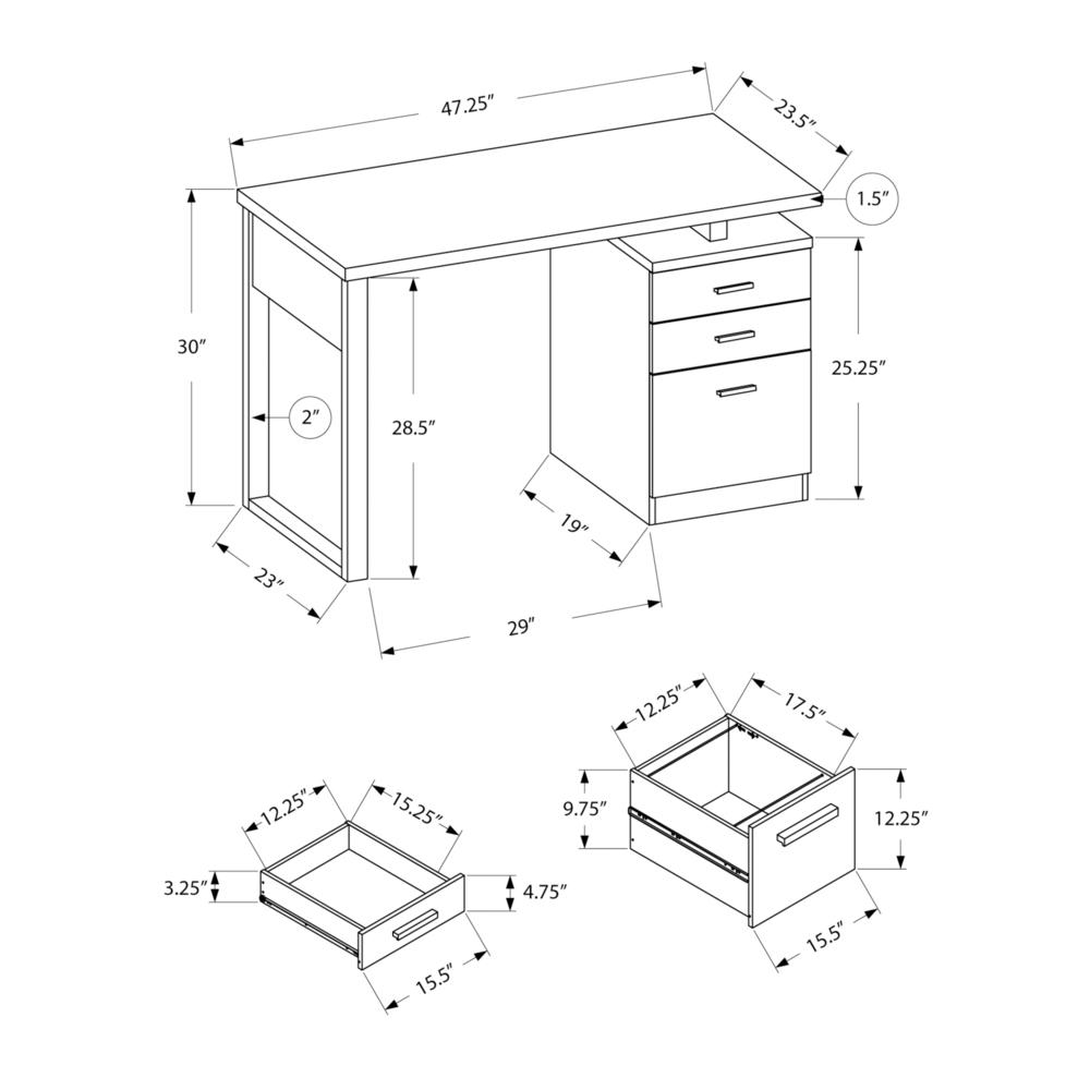 Computer Desk, Home Office, Laptop, Left, Right Set-up, Storage Drawers, 48L - Monarch
