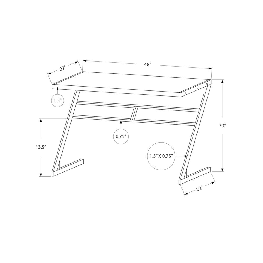 Computer Desk, Home Office, Laptop, 48L, Work, Brown Laminate, Grey - Monarch