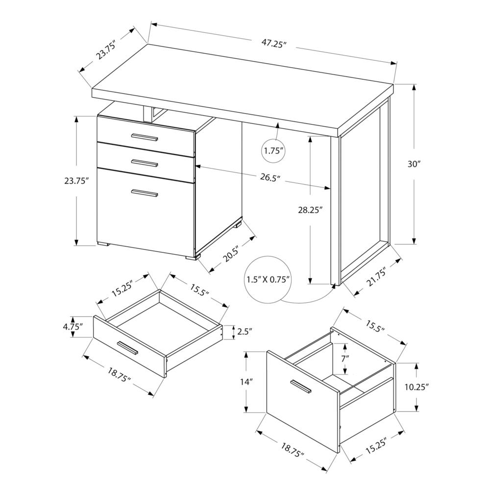 Computer Desk, Home Office, Laptop, Left, Right Set-up, Storage Drawers, 48L - Monarch