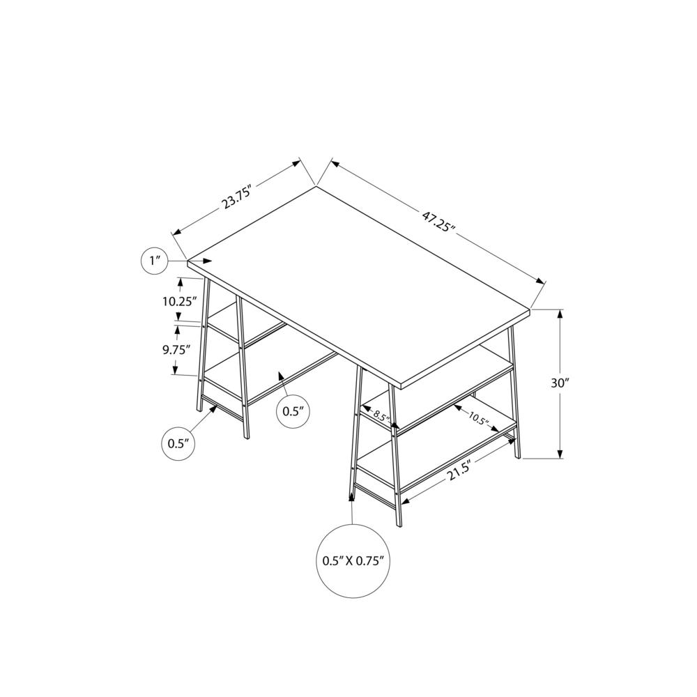 Computer Desk, Home Office, Laptop, Storage Shelves, 48L, Work, Grey Laminate - Monarch