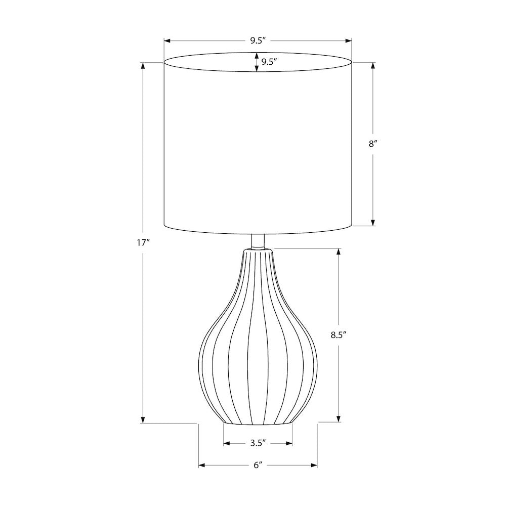 17''H, Table Lamp, Black Ceramic, Ivory / Cream Shade, Contemporary, Modern - Monarch