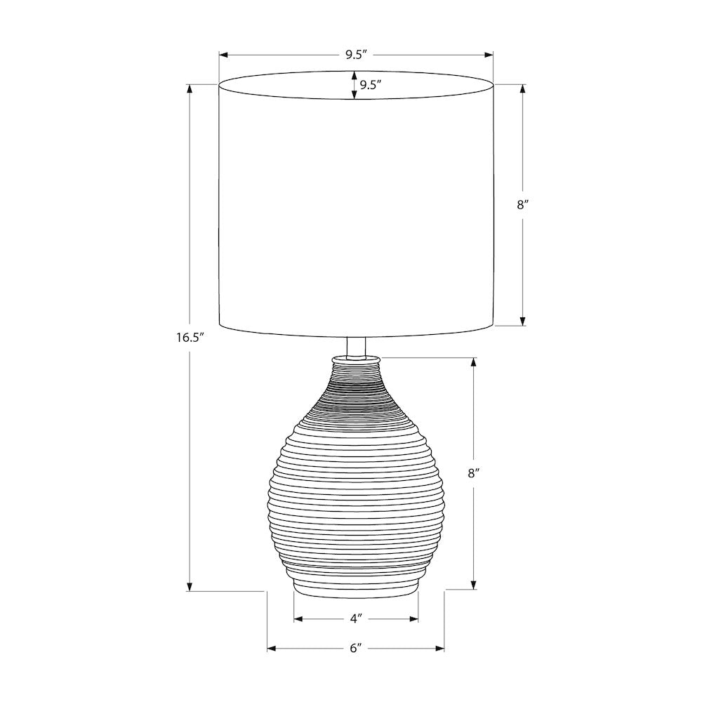 17''H, Table Lamp, Grey Resin, Ivory / Cream Shade, Contemporary, Modern - Monarch
