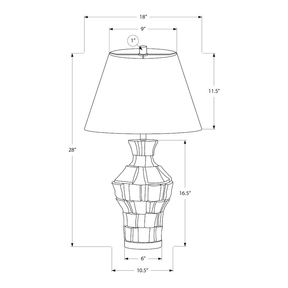 28''H, Table Lamp, Beige Resin, Ivory / Cream Shade, Contemporary, Modern - Monarch