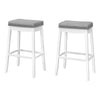Bar Stool, Set Of 2, Bar Height, Saddle Seat, White Wood - Monarch