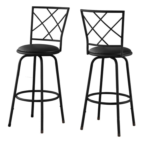Bar Stool, Set Of 2, Swivel, Bar Height, Black - Monarch