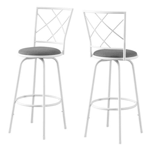 Bar Stool, Set Of 2, Swivel, Bar Height, White - Monarch