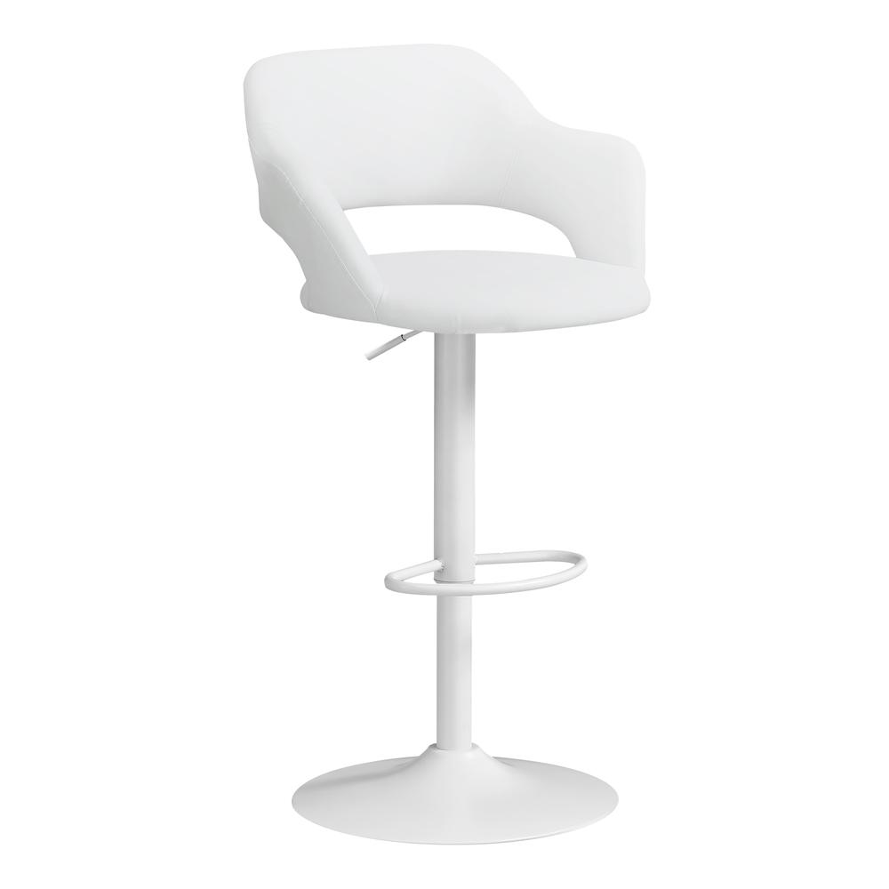 Bar Stool, Swivel, Bar Height, Adjustable, White - Monarch