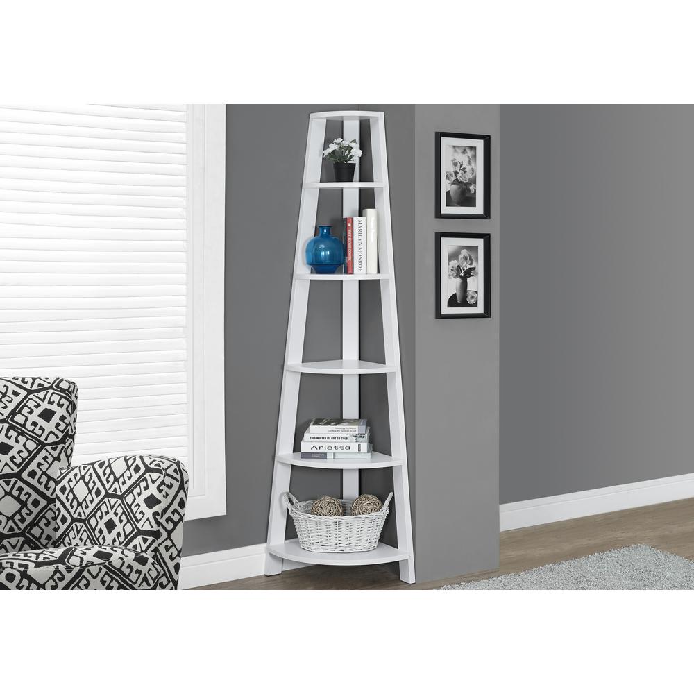 Bookshelf, Bookcase, Etagere, Corner, 5 Tier, 72H, Office, Bedroom - Monarch