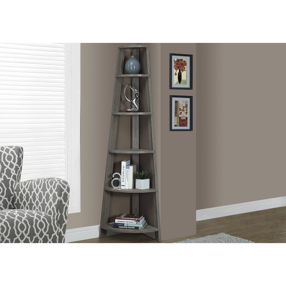 Bookshelf, Bookcase, Etagere, Corner, 5 Tier, 72H, Office, Bedroom - Monarch