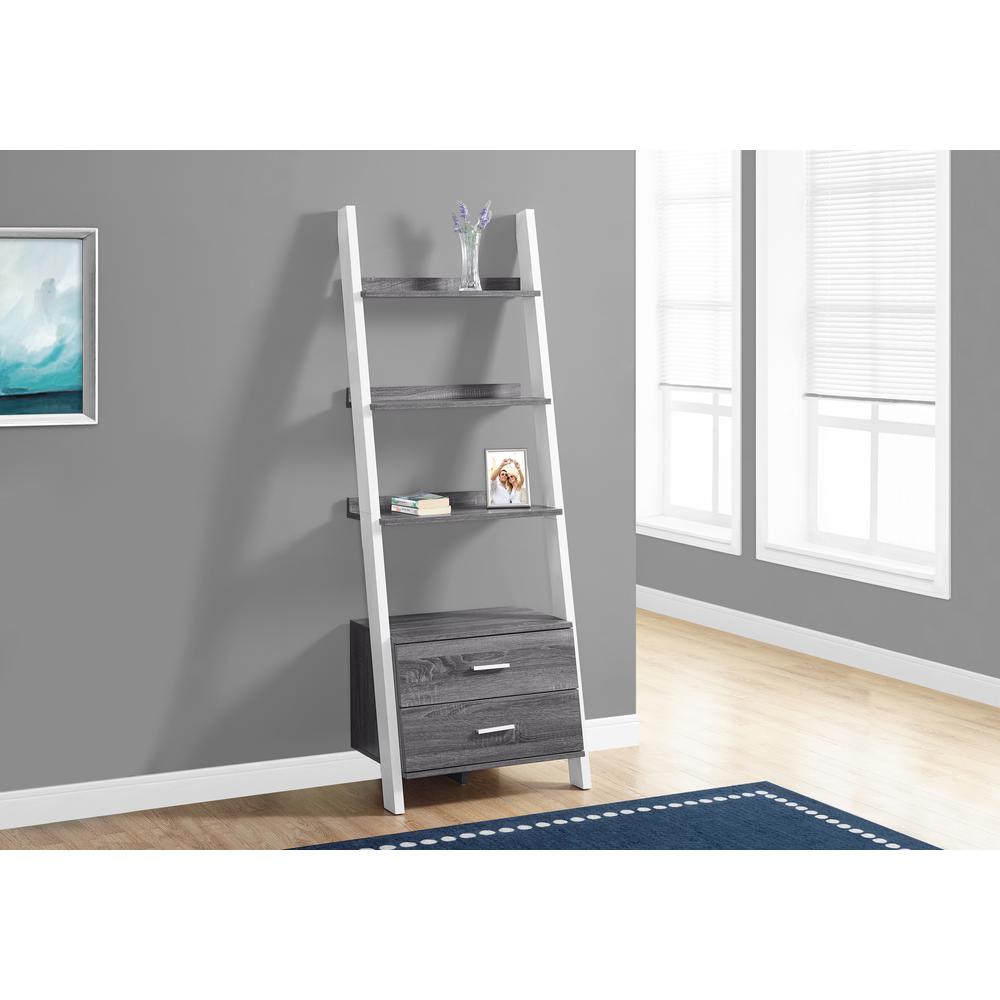 Bookshelf, Bookcase, Etagere, Ladder, 4 Tier, 69H, Office, Bedroom - Monarch