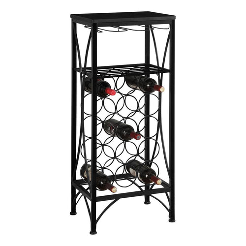 Home Bar, Wine Rack, Black Metal, Transitional - Monarch