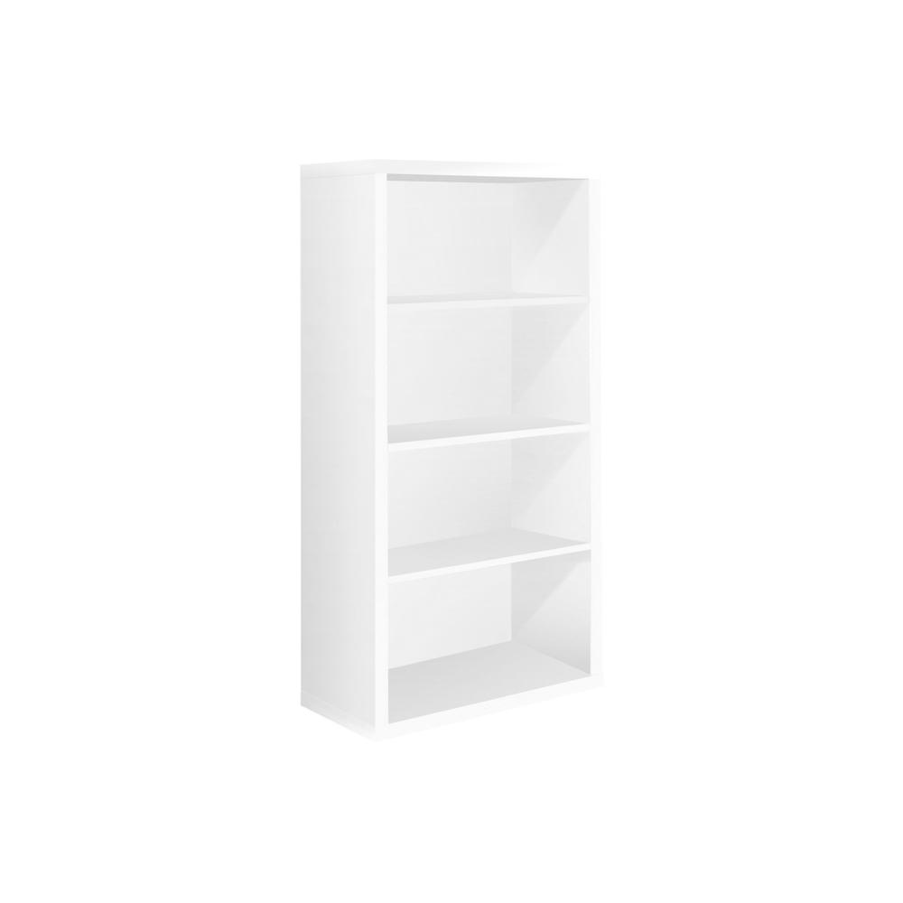 Bookshelf, Bookcase, Etagere, 5 Tier, 48H, Office, Bedroom, White Laminate - Monarch