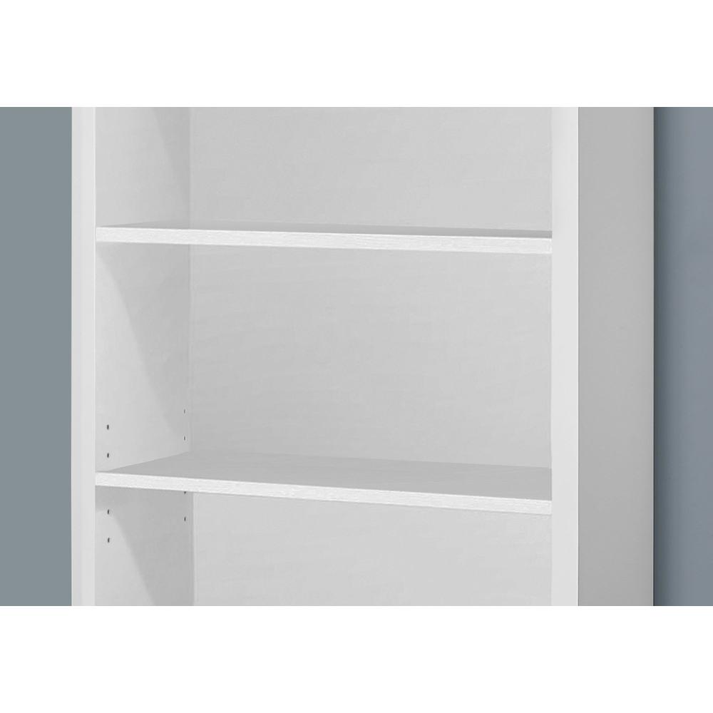 Bookshelf, Bookcase, Etagere, 5 Tier, 48H, Office, Bedroom, White Laminate - Monarch