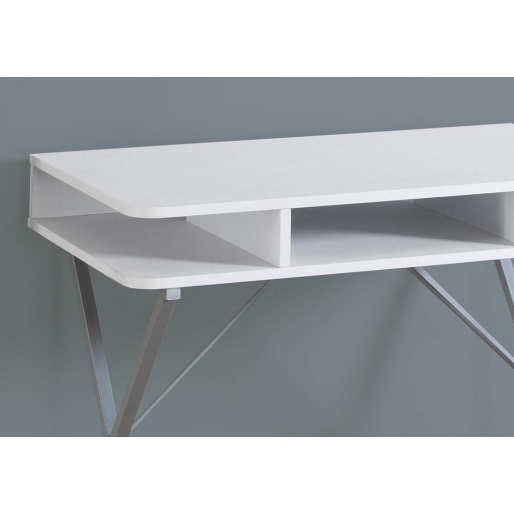 Computer Desk, Home Office, Laptop, Storage Shelves, 31L, Work, White Laminate - Monarch