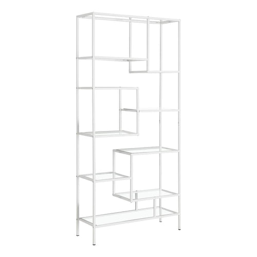 Bookshelf, Bookcase, Etagere, 72H, Office, Bedroom, Clear Tempered Glass - Monarch
