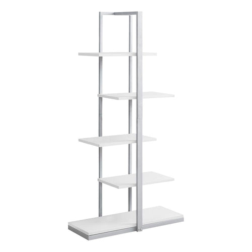 Bookshelf, Bookcase, Etagere, 5 Tier, 60H, Office, Bedroom, White Laminate - Monarch