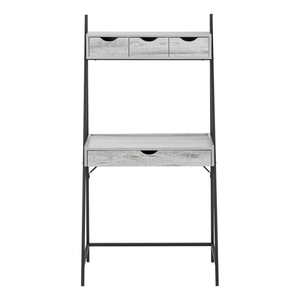 Computer Desk, Home Office, Laptop, Leaning, Storage Drawers, 32L, Work, Grey - Monarch