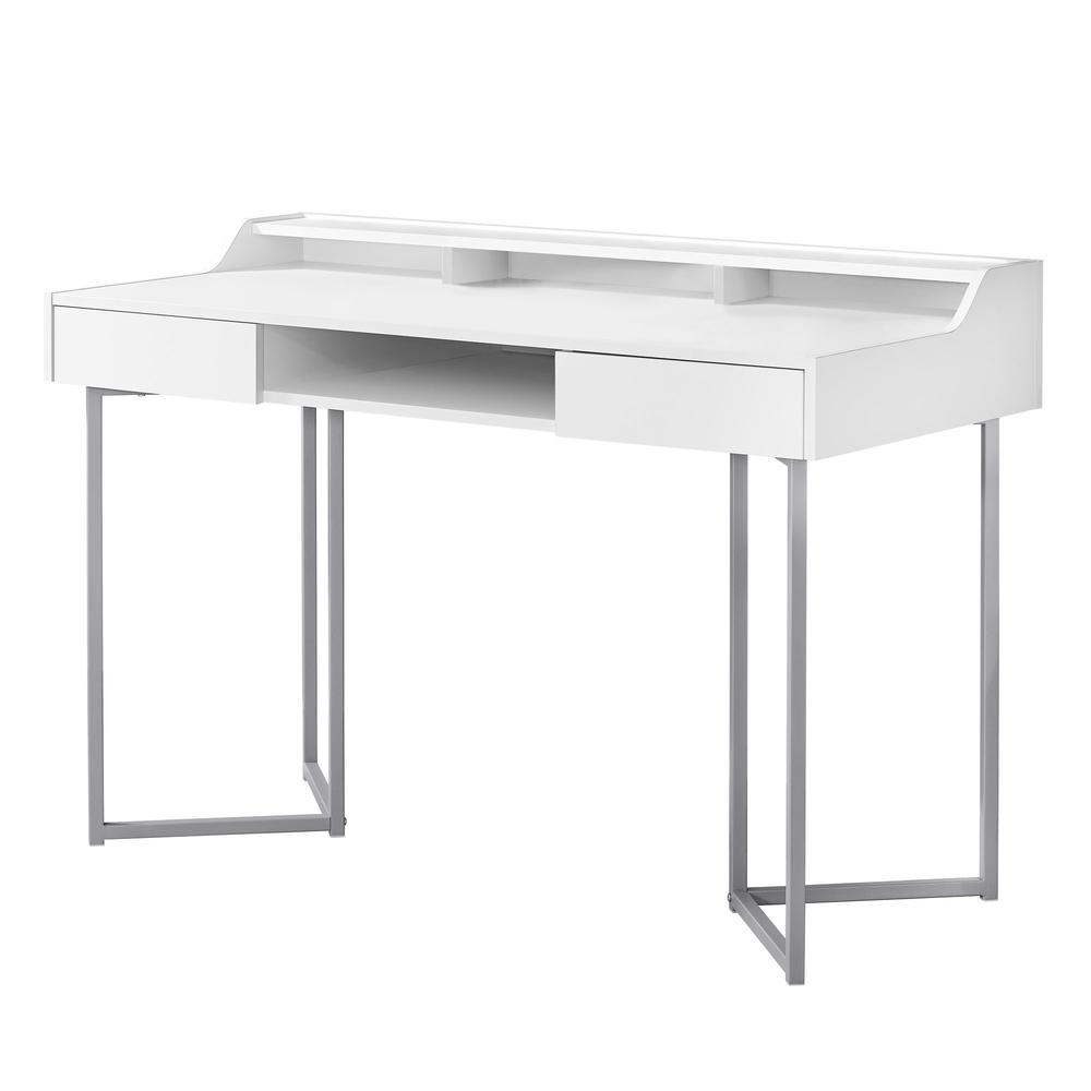 Computer Desk, Home Office, Laptop, Storage Drawers, 48L, Work, White Laminate - Monarch