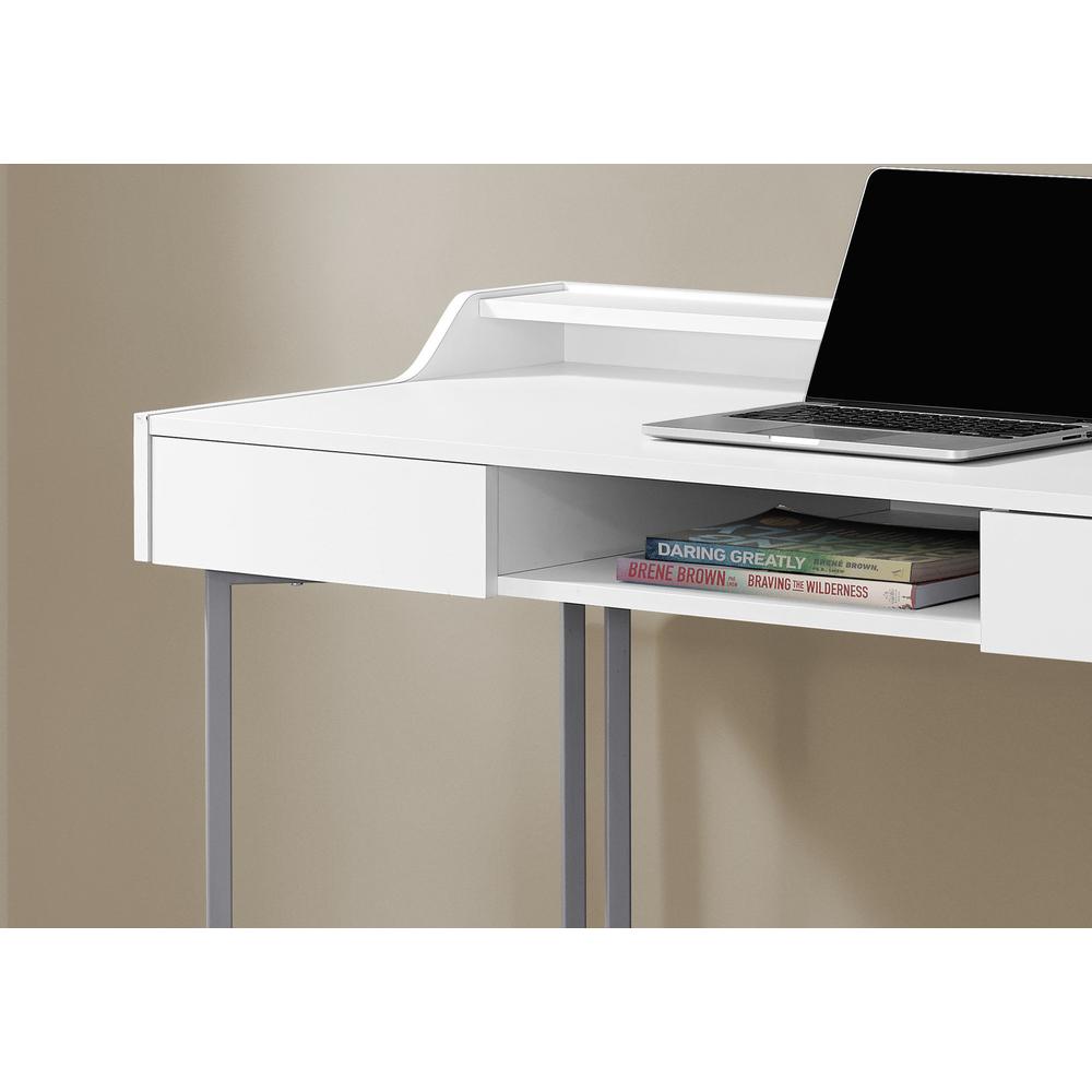 Computer Desk, Home Office, Laptop, Storage Drawers, 48L, Work, White Laminate - Monarch