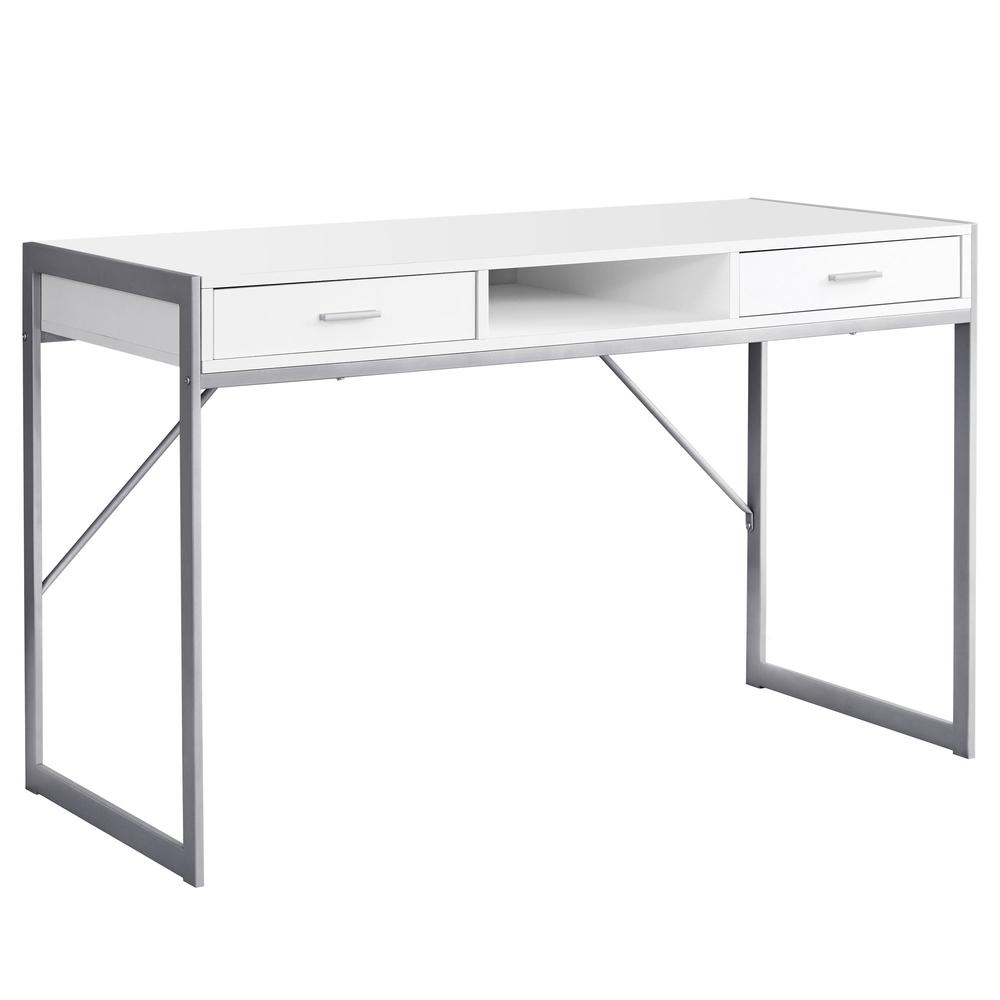 Computer Desk, Home Office, Laptop, Storage Drawers, 48L, Work, White Laminate - Monarch
