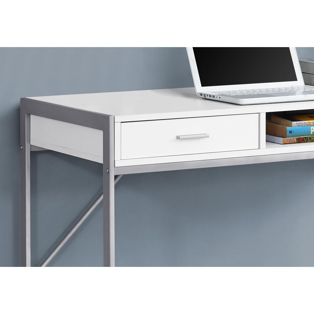 Computer Desk, Home Office, Laptop, Storage Drawers, 48L, Work, White Laminate - Monarch