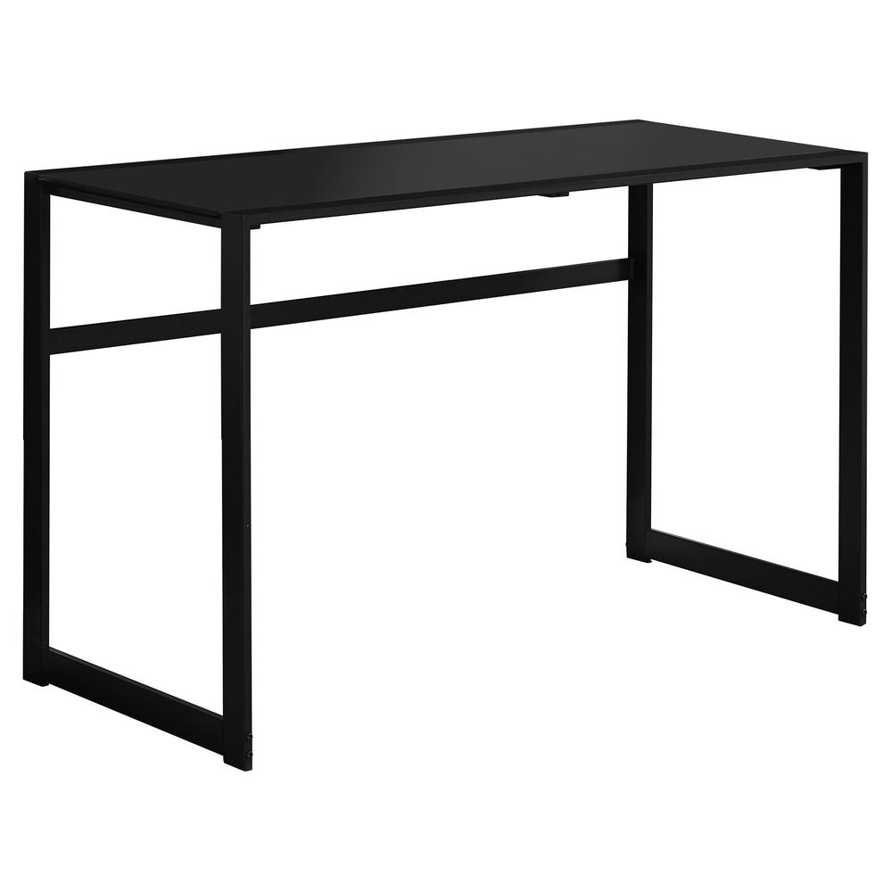 Computer Desk, Home Office, Laptop, 48L, Work, Black Tempered Glass, Black - Monarch