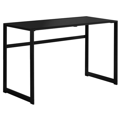 Computer Desk, Home Office, Laptop, 48L, Work, Black Tempered Glass, Black - Monarch
