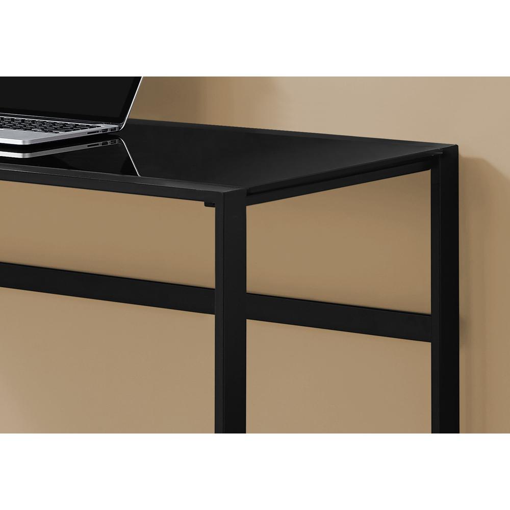Computer Desk, Home Office, Laptop, 48L, Work, Black Tempered Glass, Black - Monarch