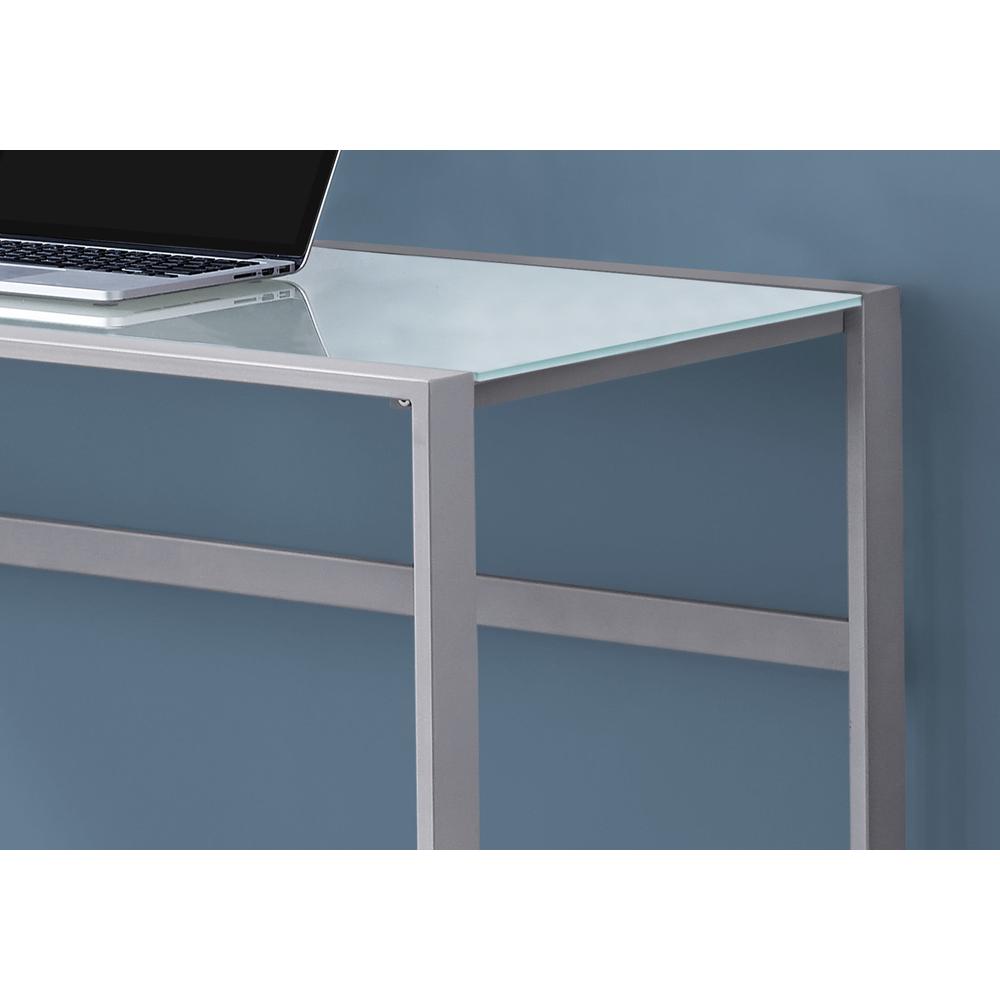 Computer Desk, Home Office, Laptop, 48L, Work, Frosted White Tempered Glass - Monarch