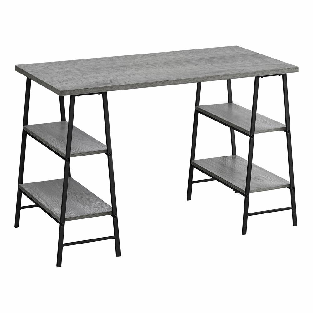 Computer Desk, Home Office, Laptop, Storage Shelves, 48L, Work, Grey Laminate - Monarch