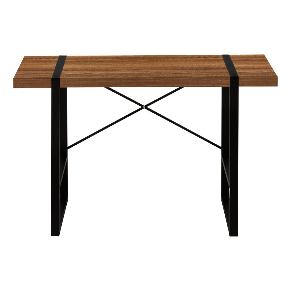 Computer Desk, Home Office, Laptop, 48L, Work, Walnut Laminate, Black - Monarch