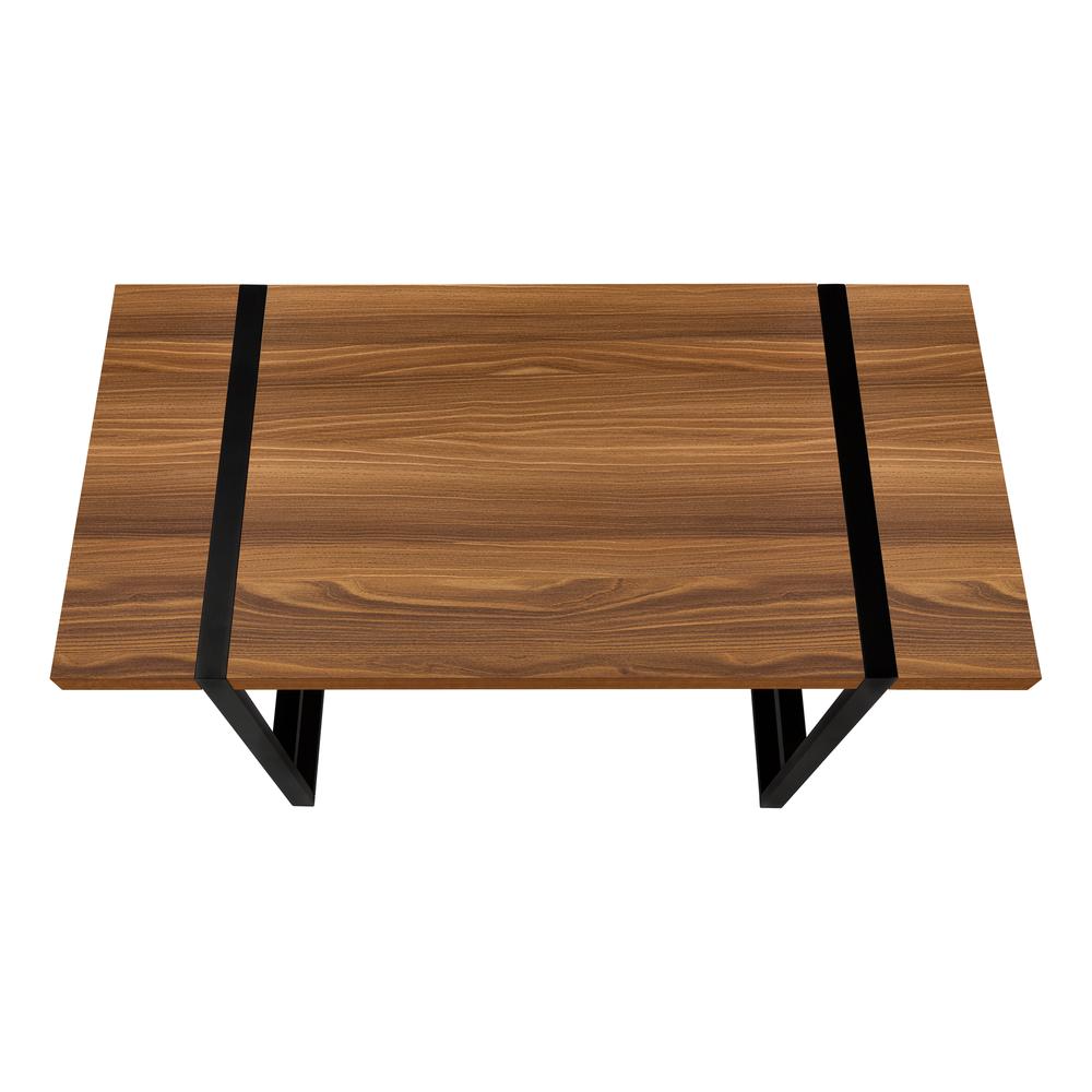 Computer Desk, Home Office, Laptop, 48L, Work, Walnut Laminate, Black - Monarch