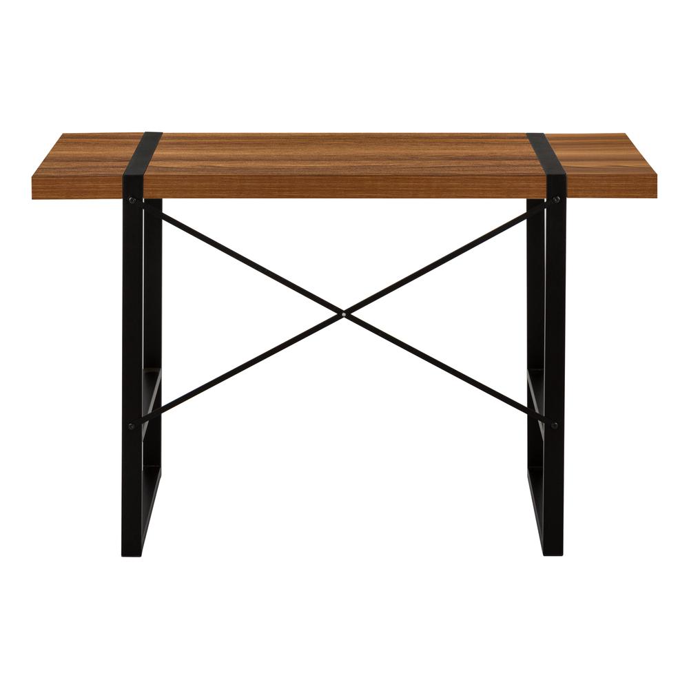 Computer Desk, Home Office, Laptop, 48L, Work, Walnut Laminate, Black - Monarch