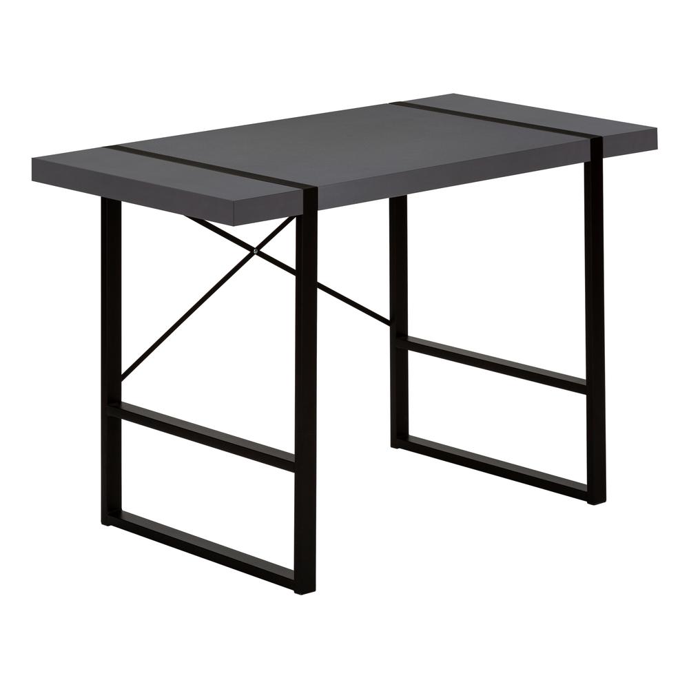 Computer Desk, Home Office, Laptop, 48L, Work, Grey Laminate, Black - Monarch