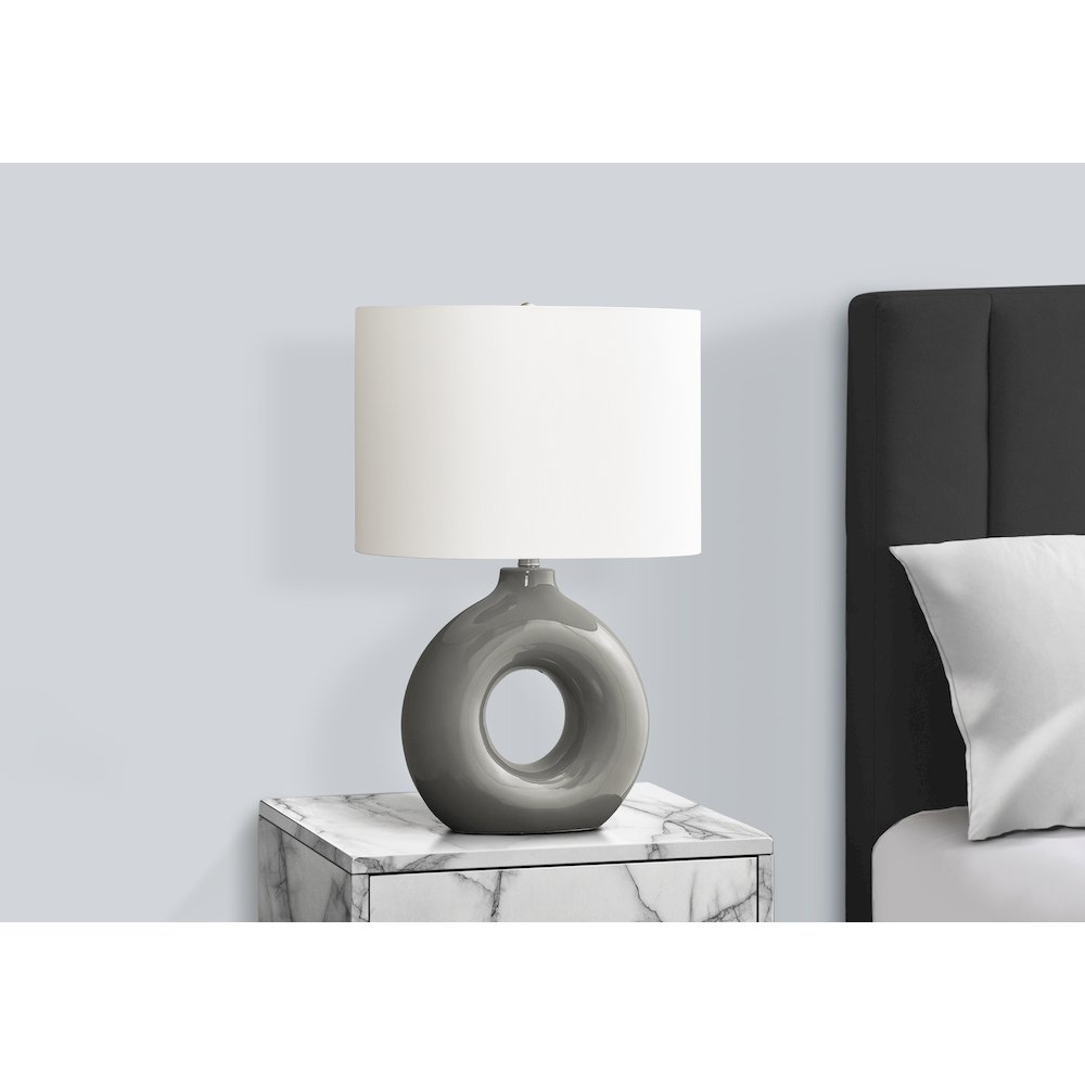 Lighting, 24''H, Table Lamp, Dark Grey Ceramic, Ivory / Cream Shade, Contemporary - Monarch