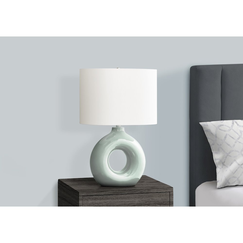 24''H, Table Lamp, Green Ceramic, Ivory / Cream Shade, Contemporary, Modern - Monarch