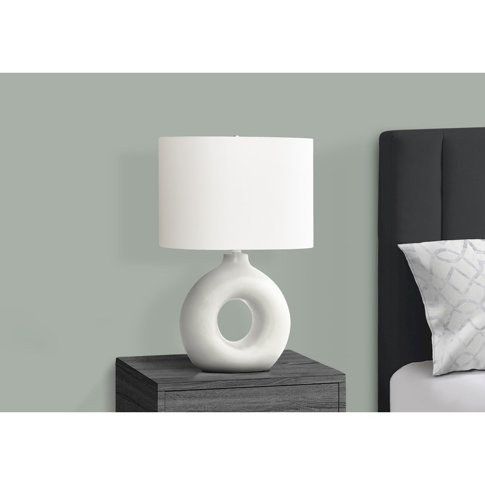 24''H, Table Lamp, White Ceramic, Ivory / Cream Shade, Contemporary, Modern - Monarch