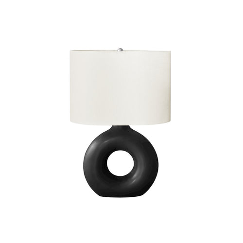24''H, Table Lamp, Black Ceramic, Ivory / Cream Shade, Contemporary, Modern - Monarch