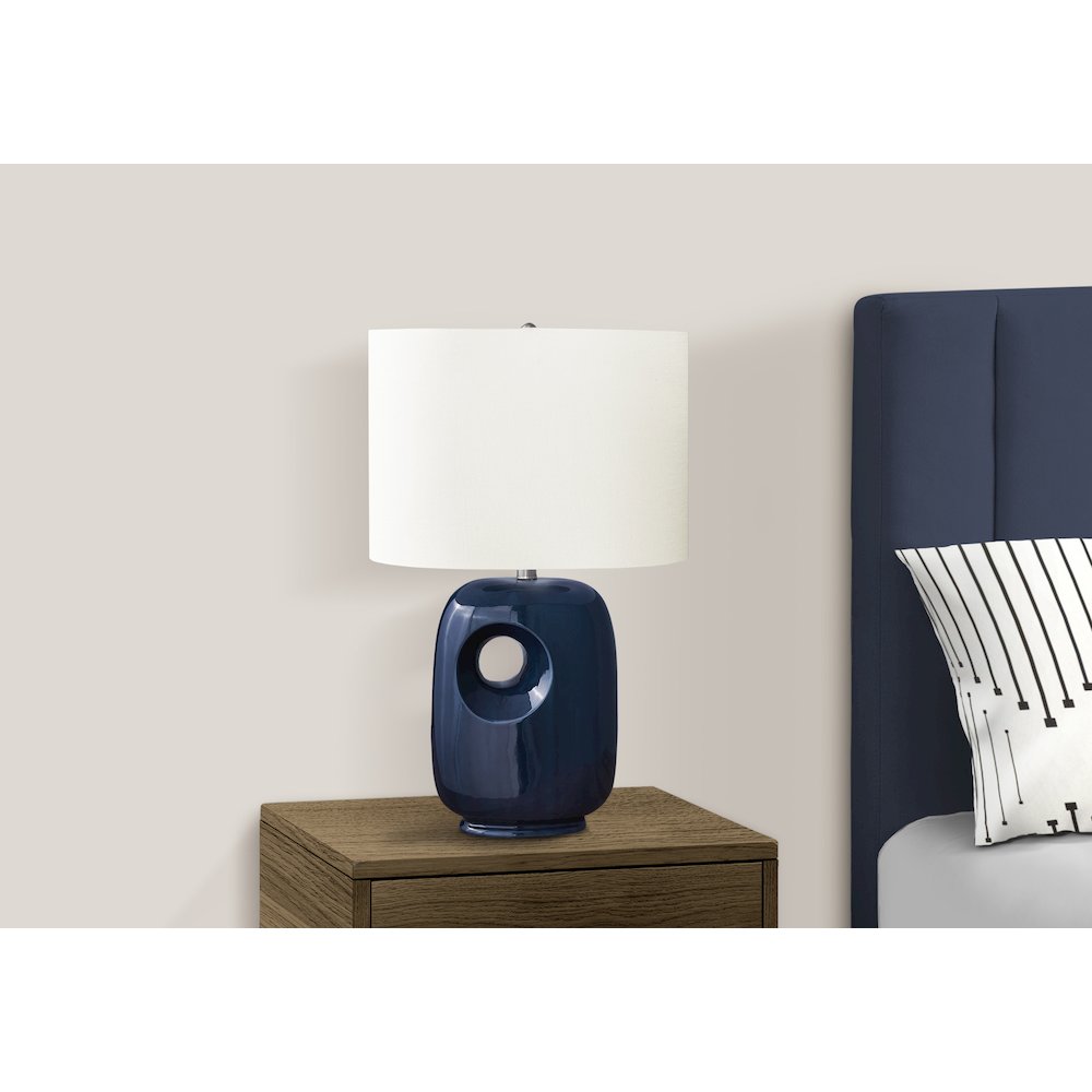 26''H, Table Lamp, Blue Ceramic, Ivory / Cream Shade, Contemporary, Modern - Monarch