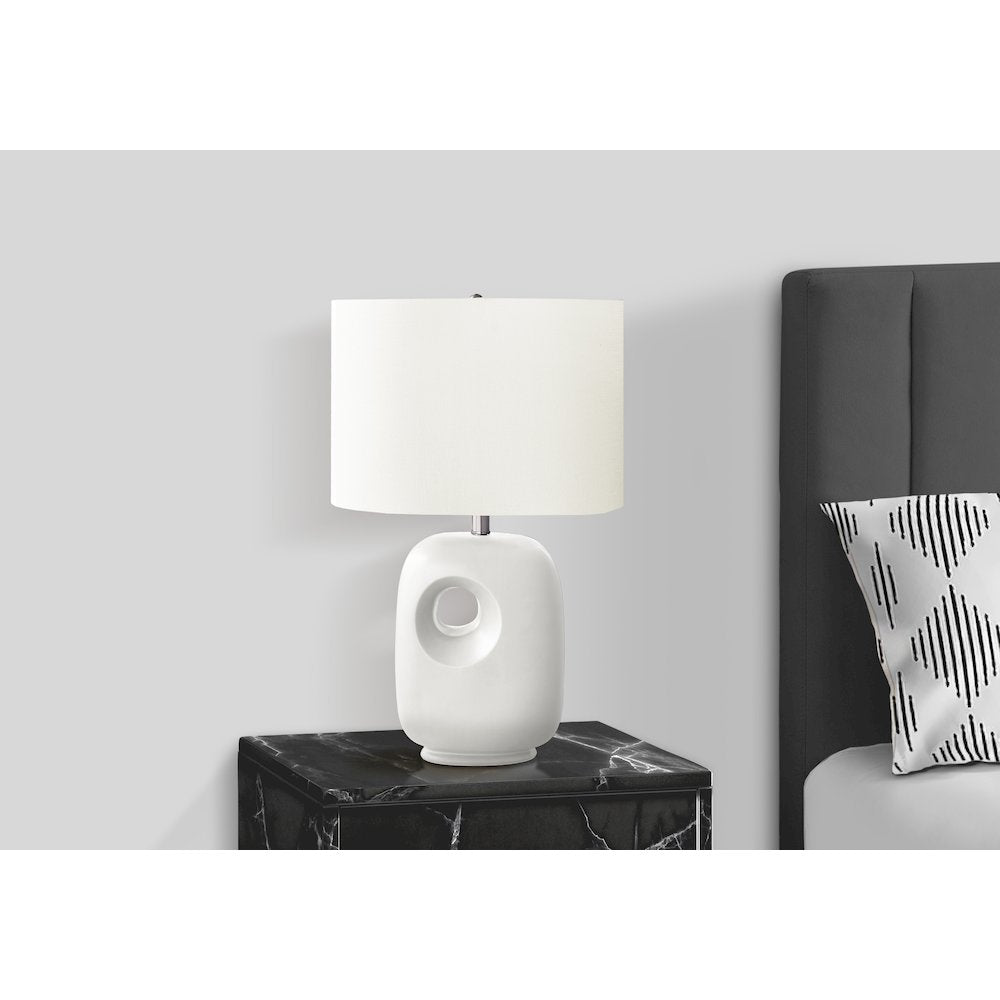 26''H, Table Lamp, White Ceramic, Ivory / Cream Shade, Contemporary, Modern - Monarch