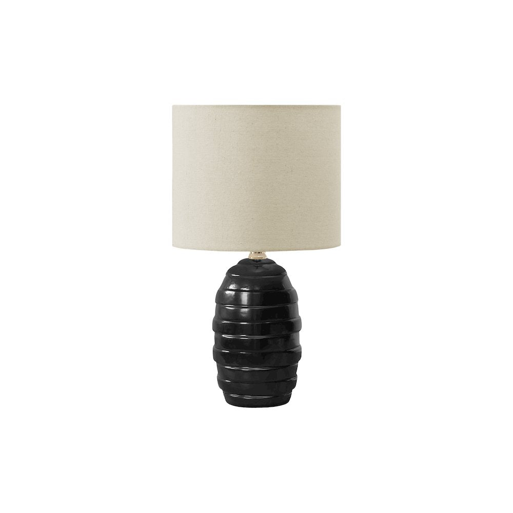 Lighting, 17''H, Table Lamp, Black Ceramic, Beige Shade, Contemporary, Modern - Monarch