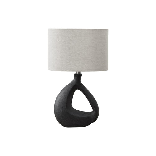 Lighting, 23''H, Table Lamp, Black Resin, Grey Shade, Contemporary, Modern - Monarch