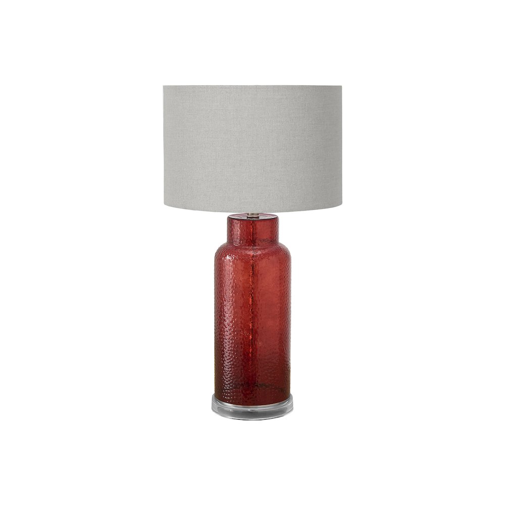Lighting, 28''H, Table Lamp, Red Glass, Grey Shade, Contemporary, Modern - Monarch