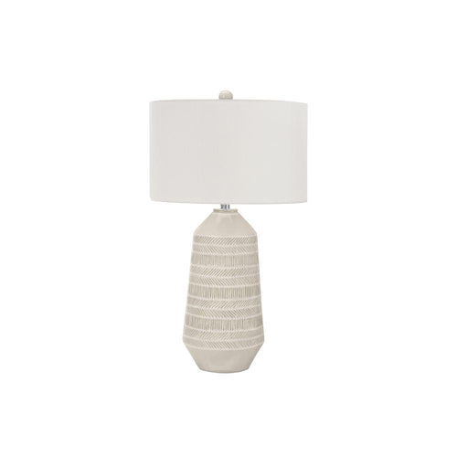 =''Lighting, 33''''H, Table Lamp, Ivory / Cream Shade, Cream Ceramic, Contemporary - Monarch