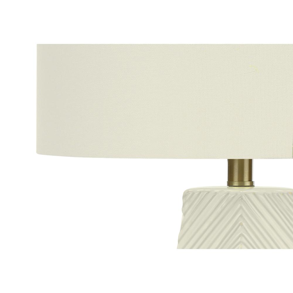 =''Lighting, 29''''H, Table Lamp, White Ceramic, Ivory / Cream Shade, Contemporary - Monarch