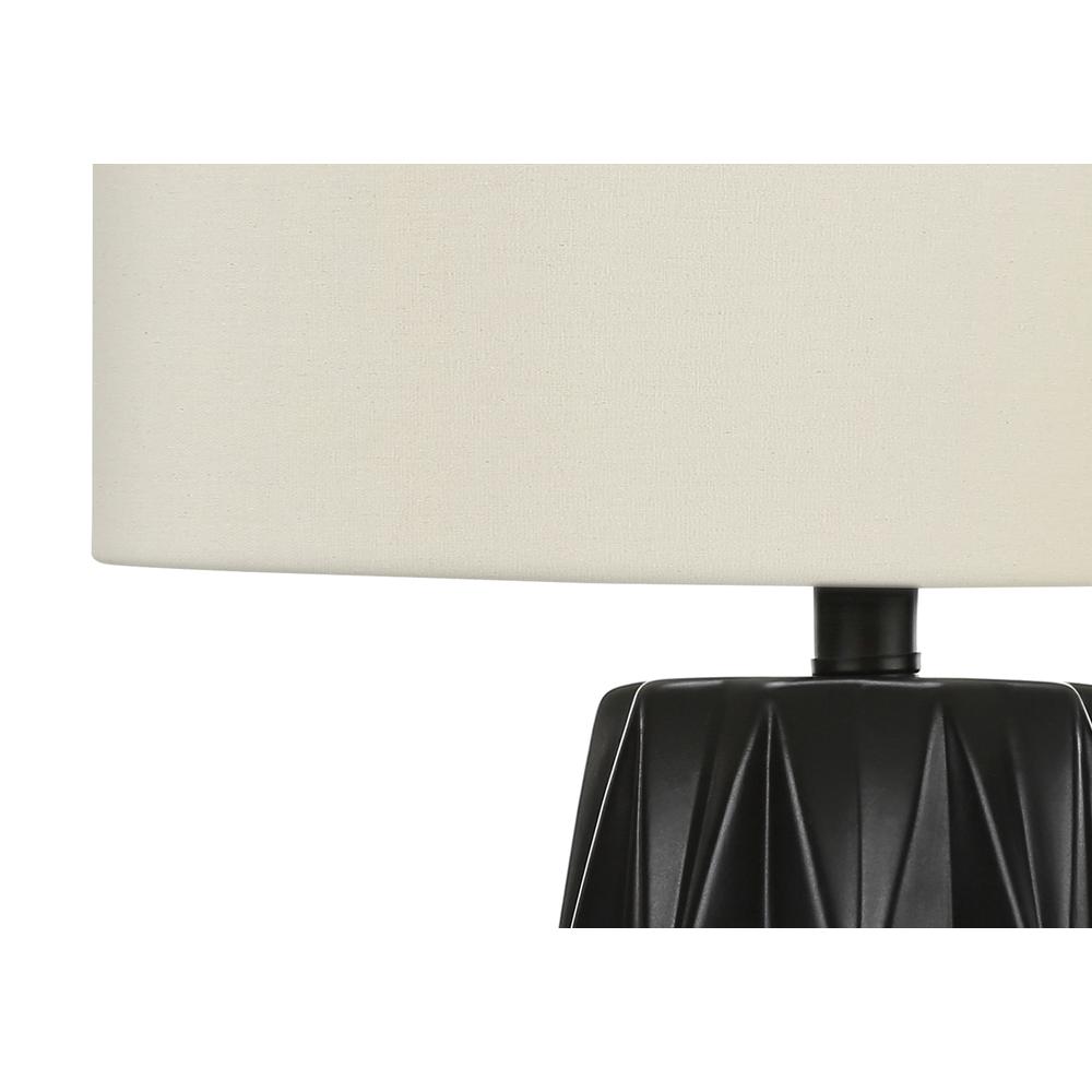 =''Lighting, 25''''H, Table Lamp, Black Ceramic, Ivory / Cream Shade, Contemporary - Monarch