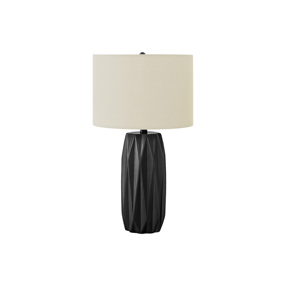 =''Lighting, 25''''H, Table Lamp, Black Ceramic, Ivory / Cream Shade, Contemporary - Monarch