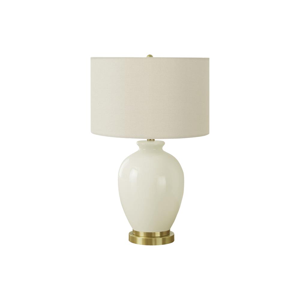 =''Lighting, 26''''H, Table Lamp, Ivory / Cream Shade, Cream Ceramic, Transitional - Monarch