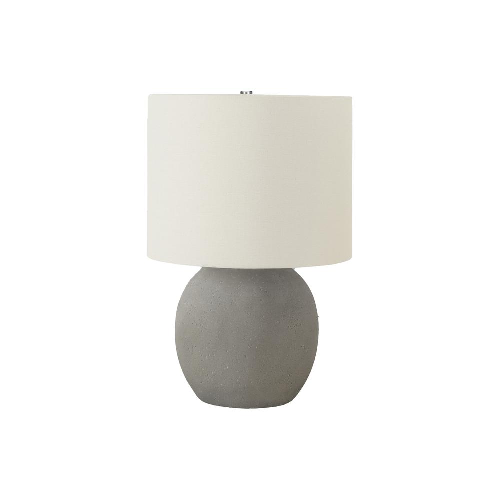 =''Lighting, 20''''H, Table Lamp, Grey Concrete, Ivory / Cream Shade, Contemporary - Monarch